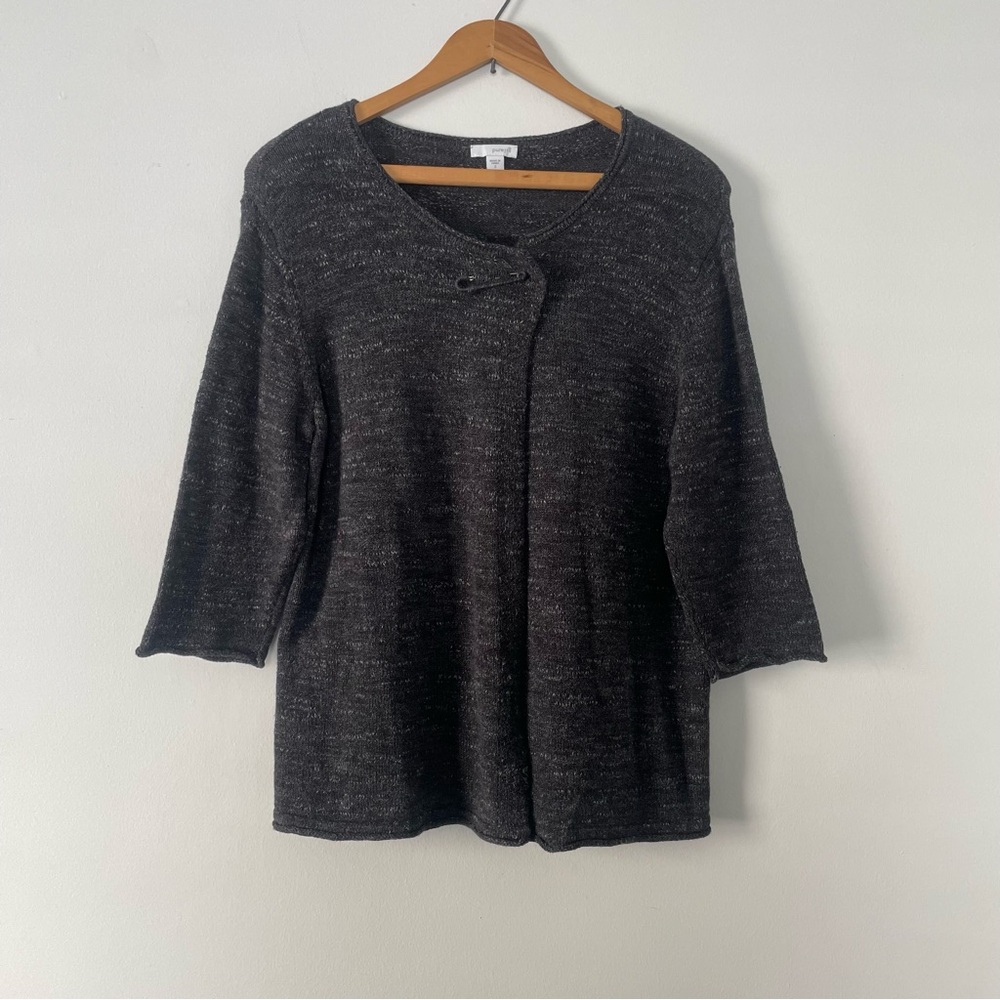 J. Jill Pure Jill Gray Knit Safety Pin Cotton Cardigan Sweater Size Small
